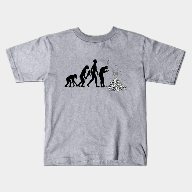 Extinction - Humorous Apes to Humans Evolution Kids T-Shirt by BluedarkArt